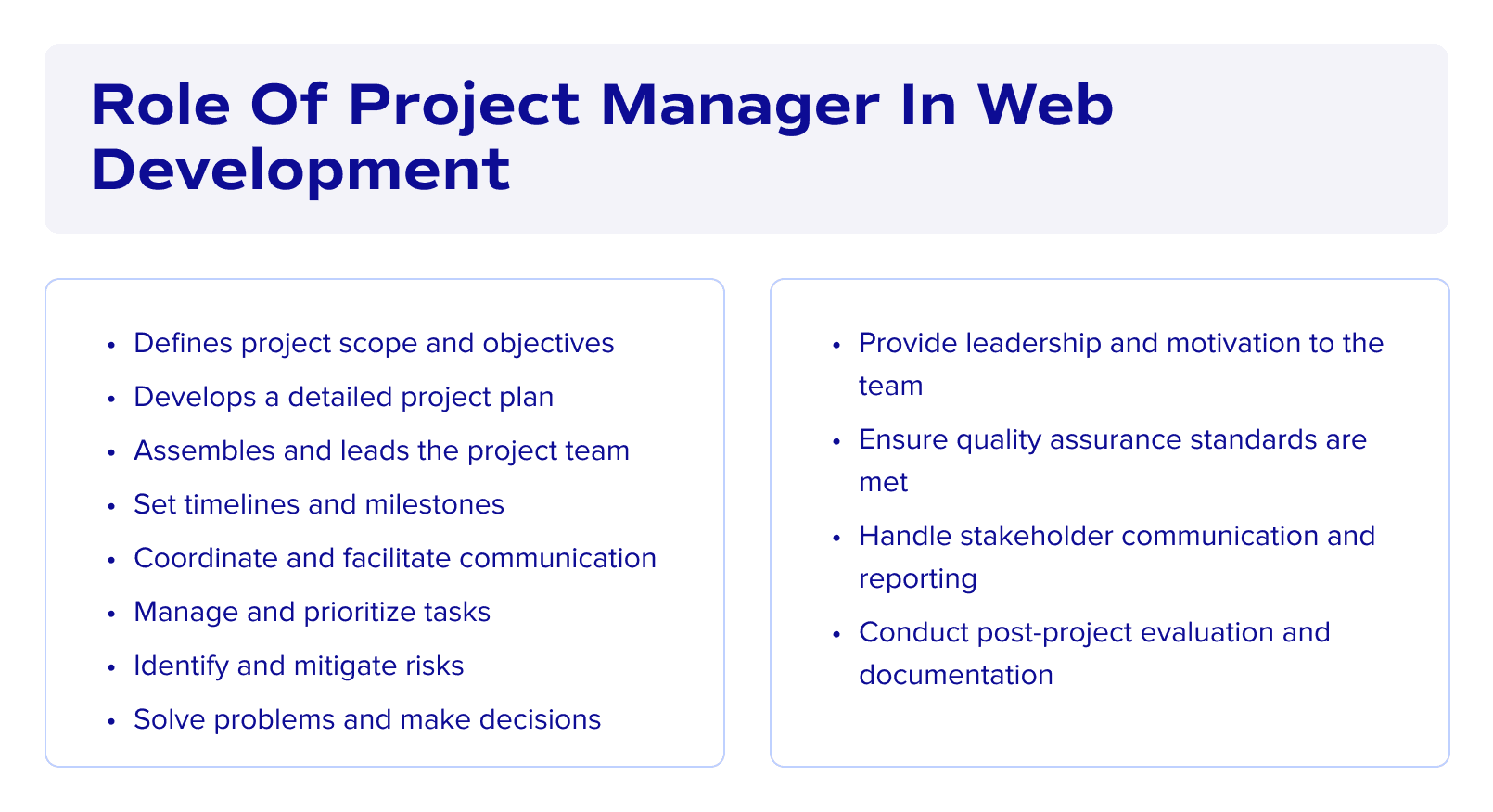 Role of project manager in web development