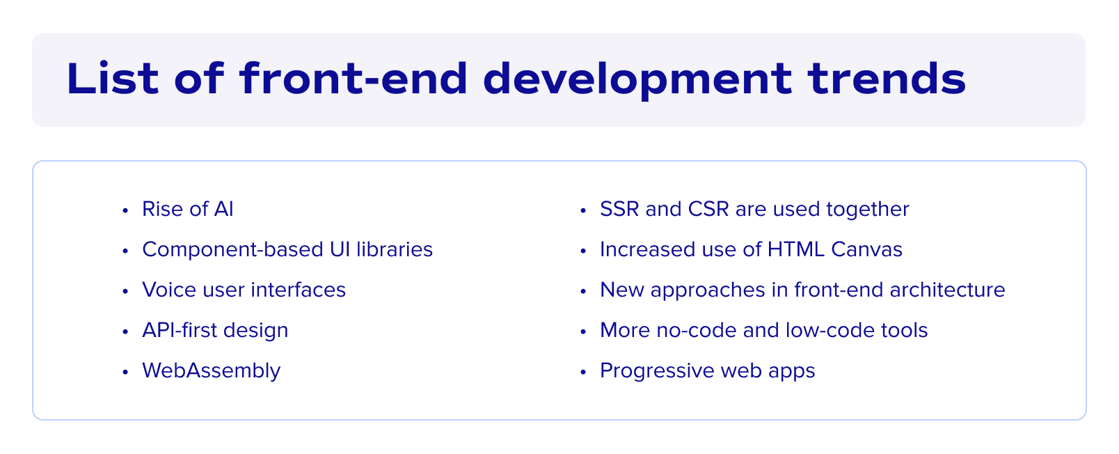 List of front-end development trends