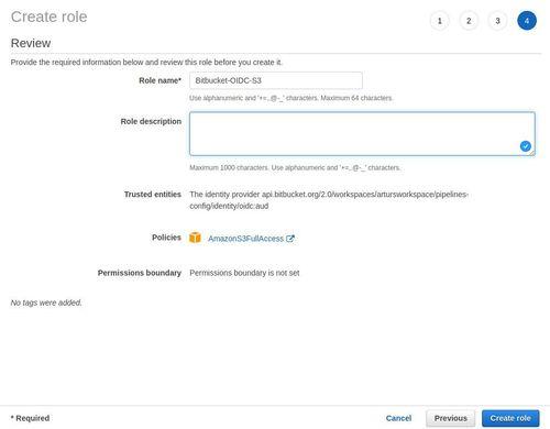 Creating a role in OpenID connections in AWS
