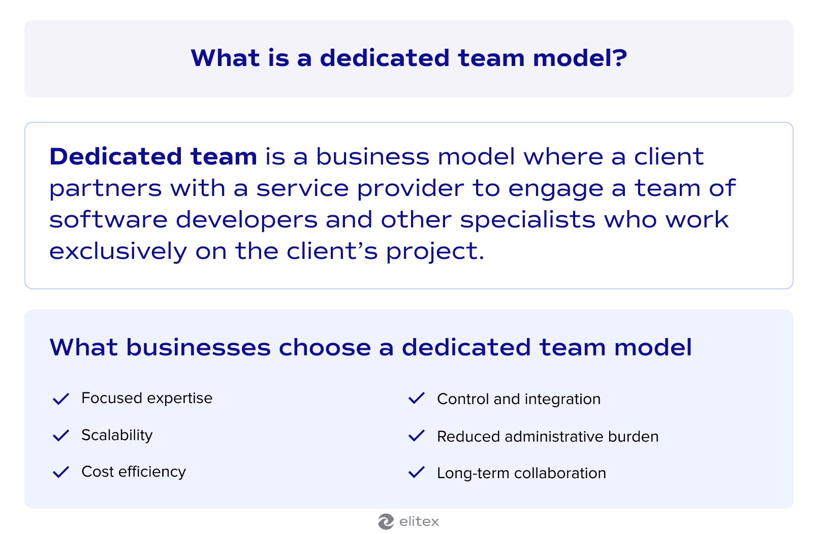 What is a dedicated team model?