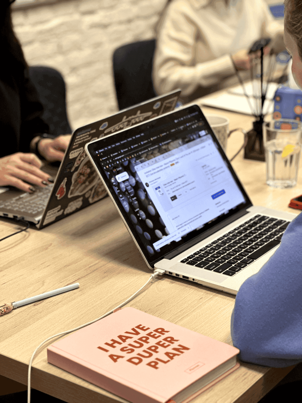 laptop with notebook