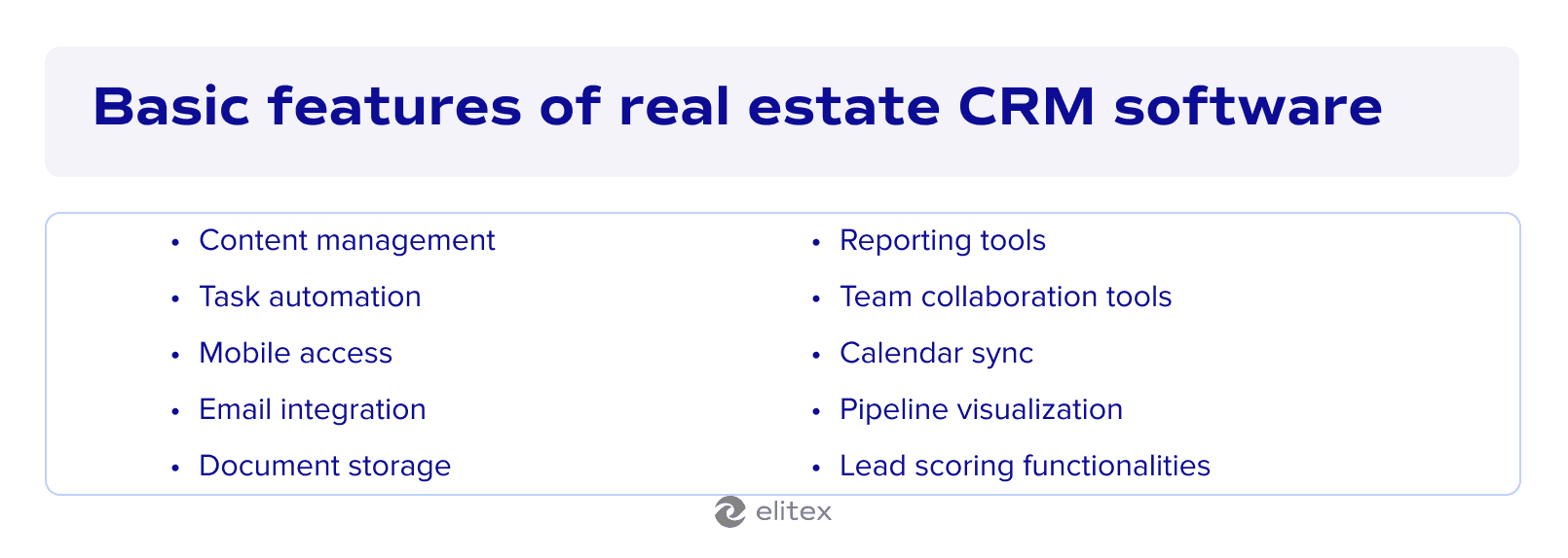 Basic features of real estate CRM software