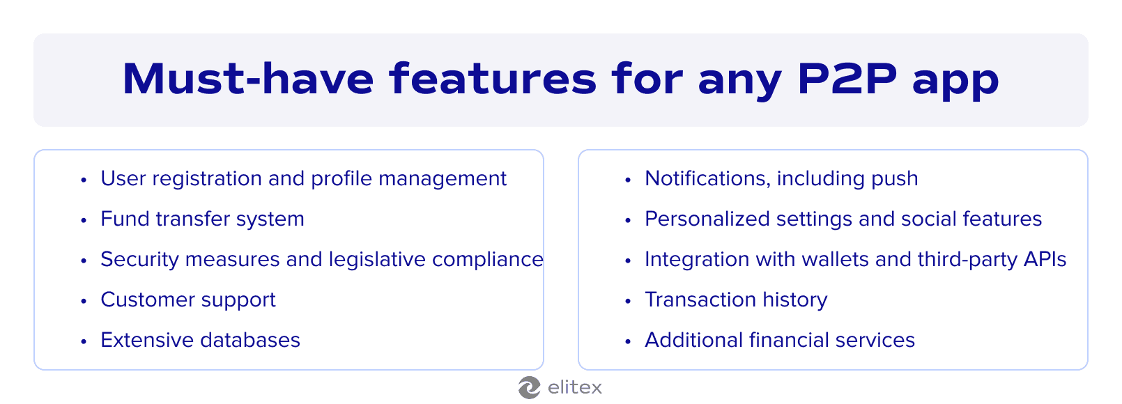 Must-have features for any P2P app